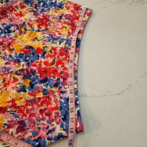 PRESTON & York Size 16 A-Line Colorful Cotton Floral Knee Length Side Zip Skirt - Picture 6 of 9